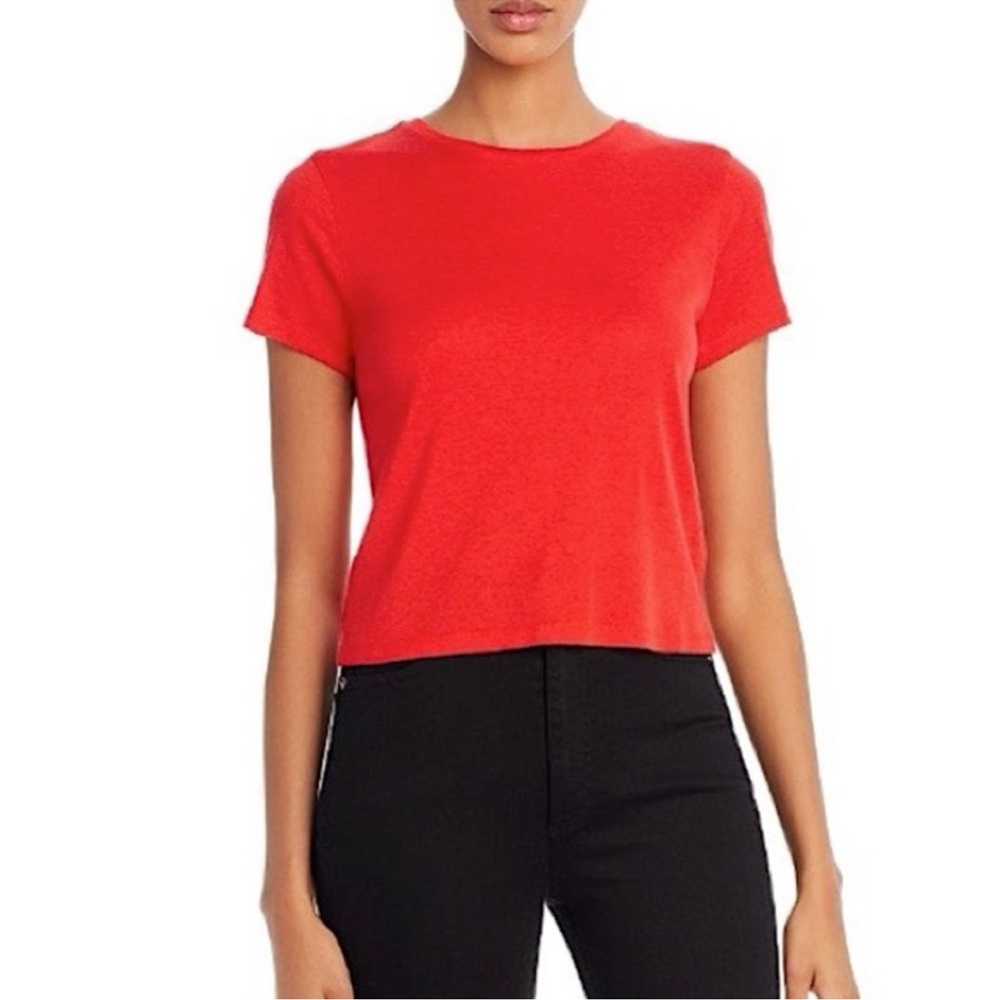 Alice + Olivia Cindy Cropped Tee, Size L, Bright Poppy (Red)